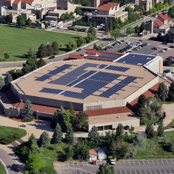 Solar array on top of the CU Events Center
