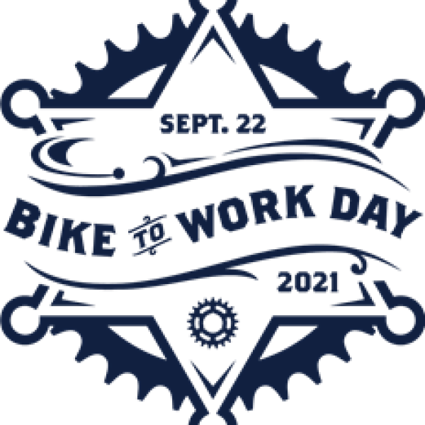 Sheriff's star with bike to work day text.