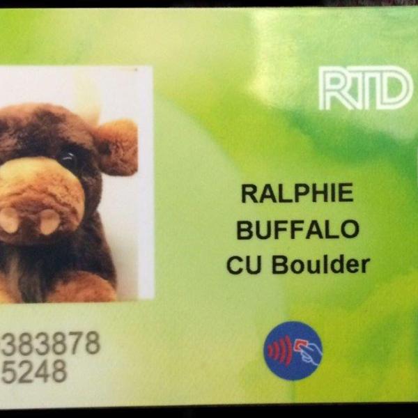 Image of green EcoPass belonging to Ralphie the mascot.