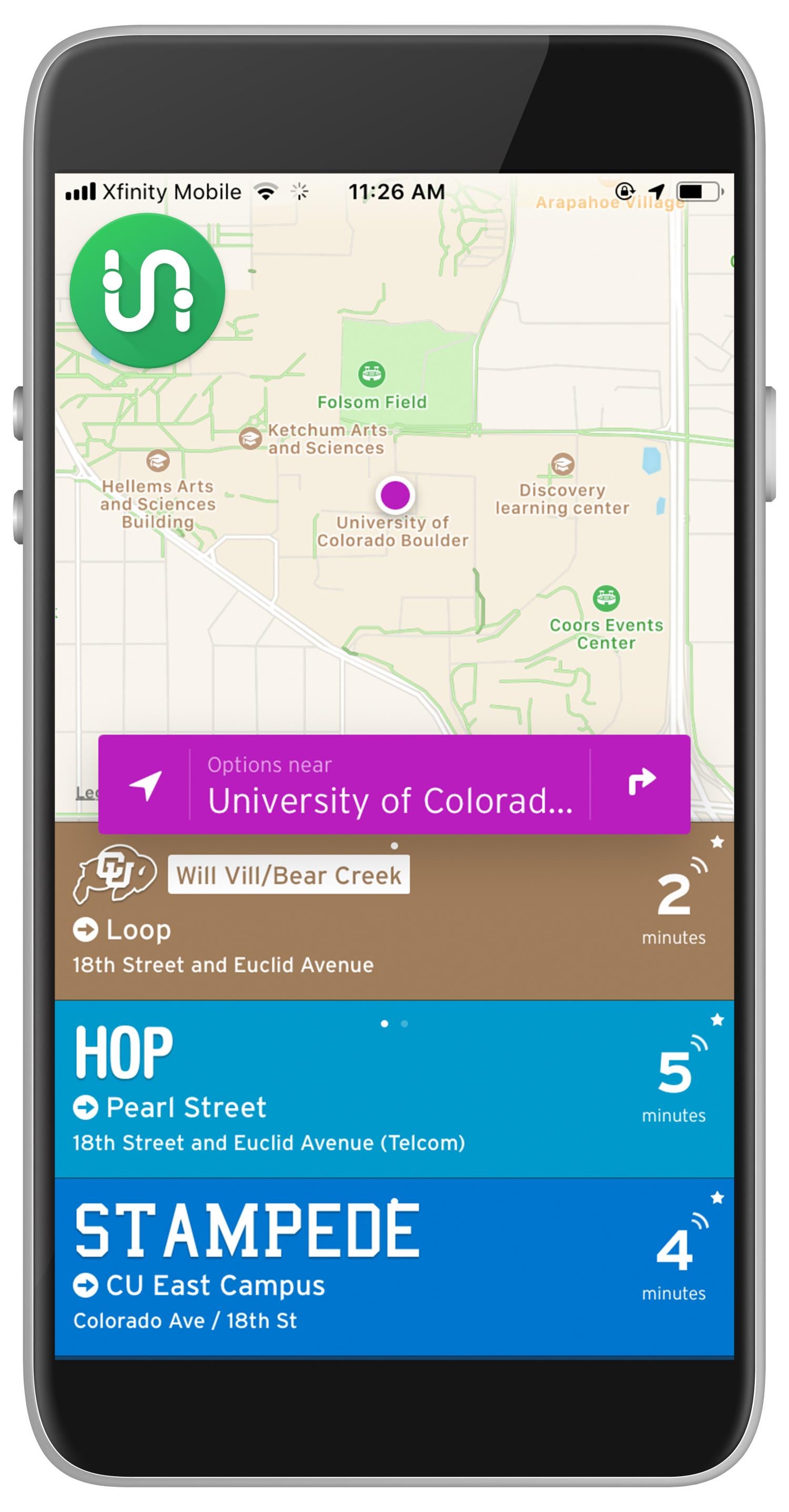 Transit app screen shot