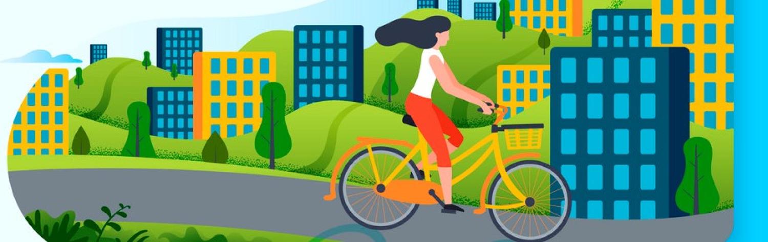 Woman biking vector.