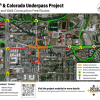 Map of construction free routes for 30th & CO underpass project.