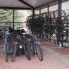 Covered bike shelter along Kittredge Loop.