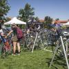 Students browse the used bike sale.