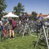 Students browse CU's annual used bike sale.