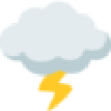 Cloud with a lightning bolt extending from its bottom.