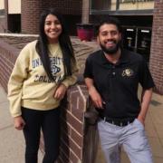 Enihs Medrano and Jaideep Mangat stand outside Lafayette City Council building 