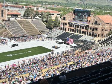 BolderBoulder 10K finish in Folsom Field