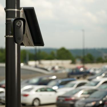 Flock Safety camera on a campus