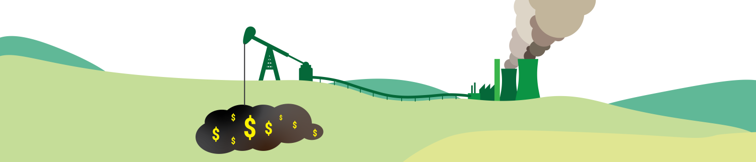 illustration of stranded fossil fuel assets being sent to power stations