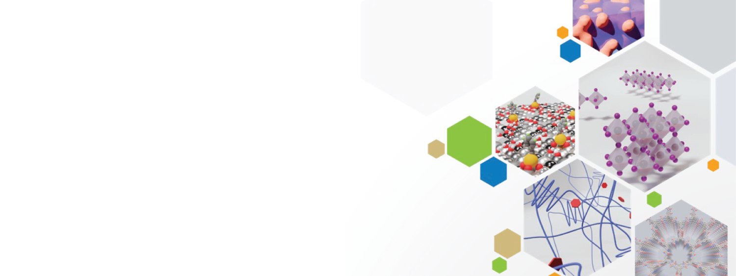 Conference banner showing different organic and hybrid materials