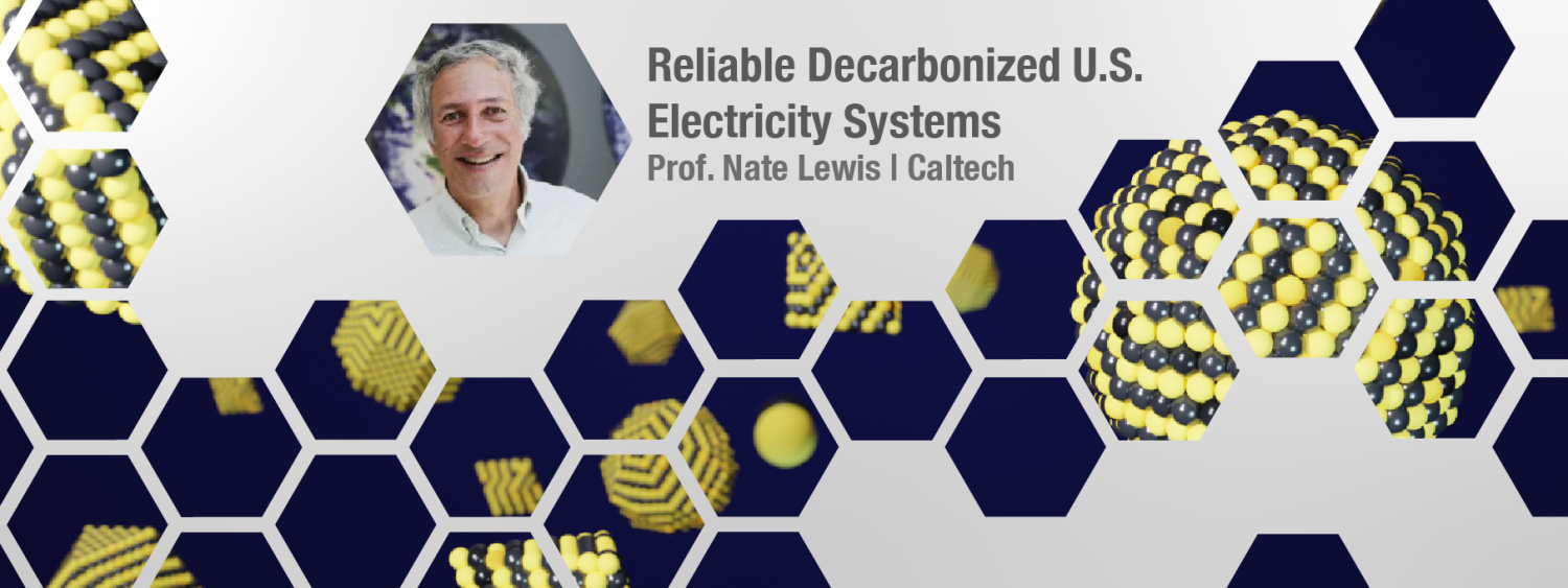 Profile picture of Nate Lewis with background showing illustration of nanoparticles