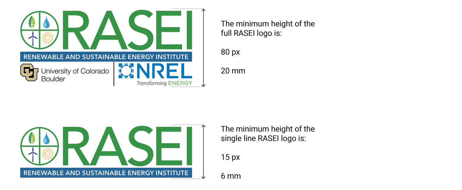 Size guidelines for the different RASEI logos