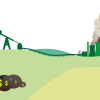 illustration of stranded fossil fuel assets being sent to power stations