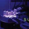 The SUPRCAT logo over a background image of a researcher adding a vial to a photo-reactor. 