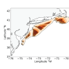 Publication TOC graphic showing a graph that describes wind intensity along a coastline