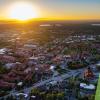 Sunset view looking out over the CU Boulder Campus