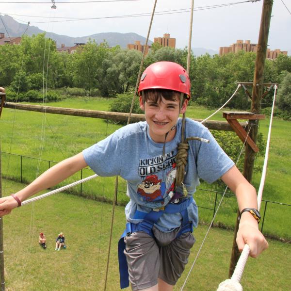 student on the climbing course experience