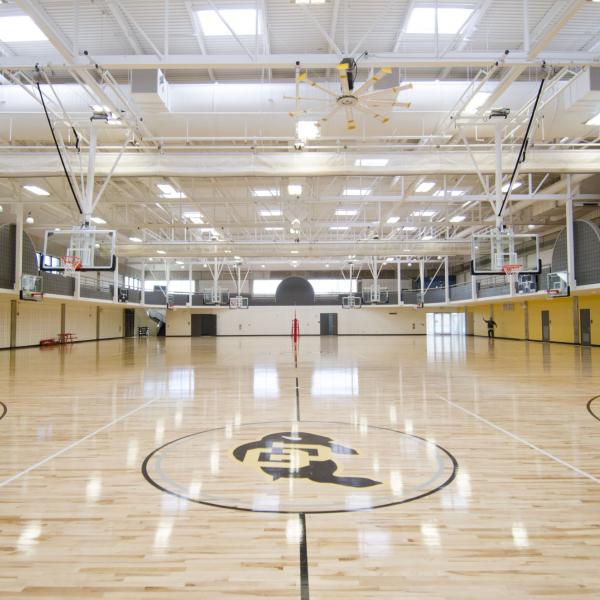 Lower gym basketball court.