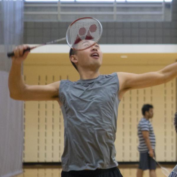 Students playing badminton