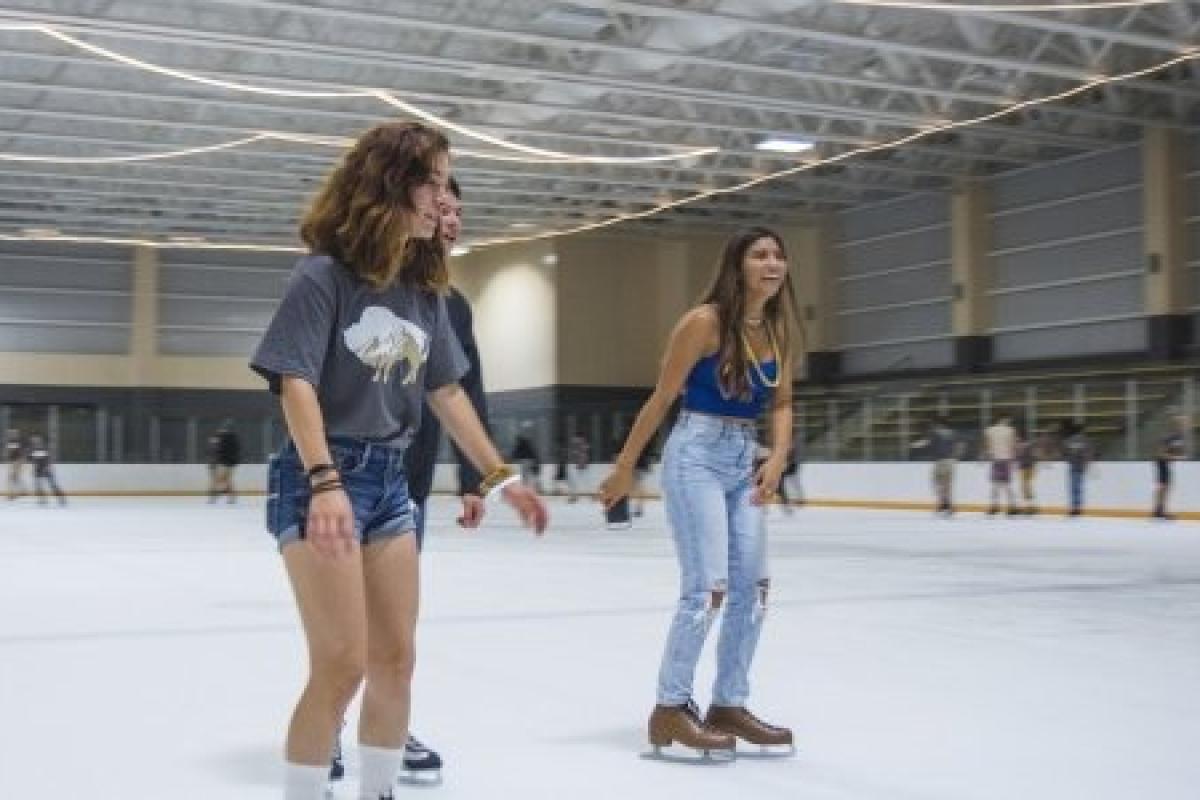 Students ice skating
