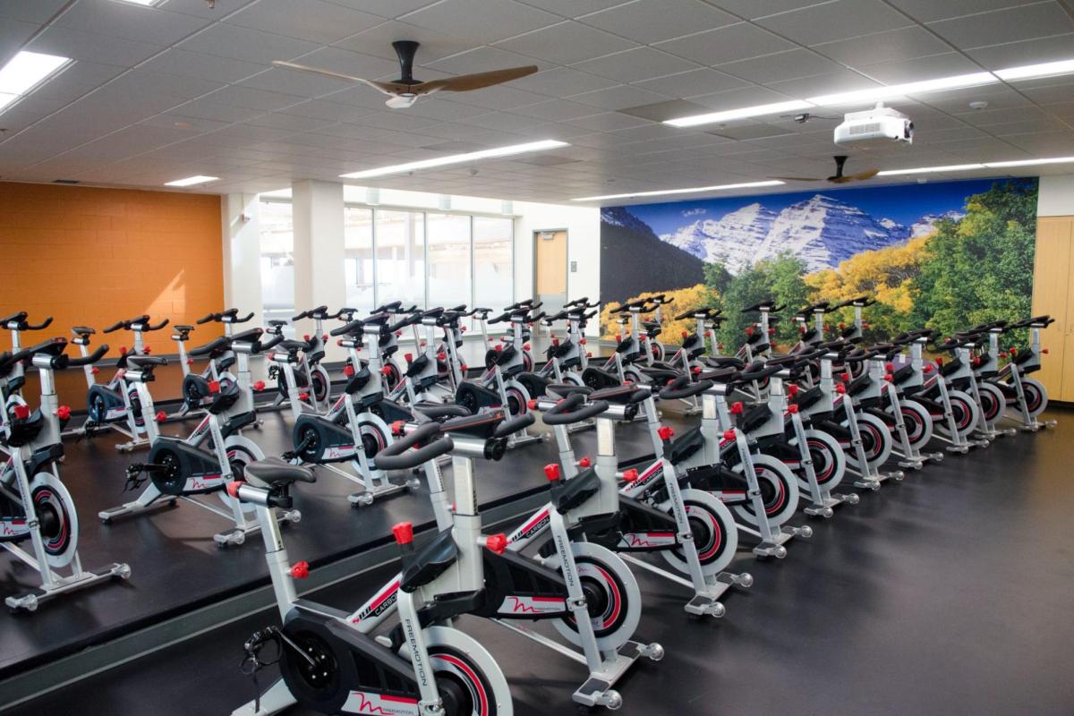 cycle studio full of cycles for cycling class