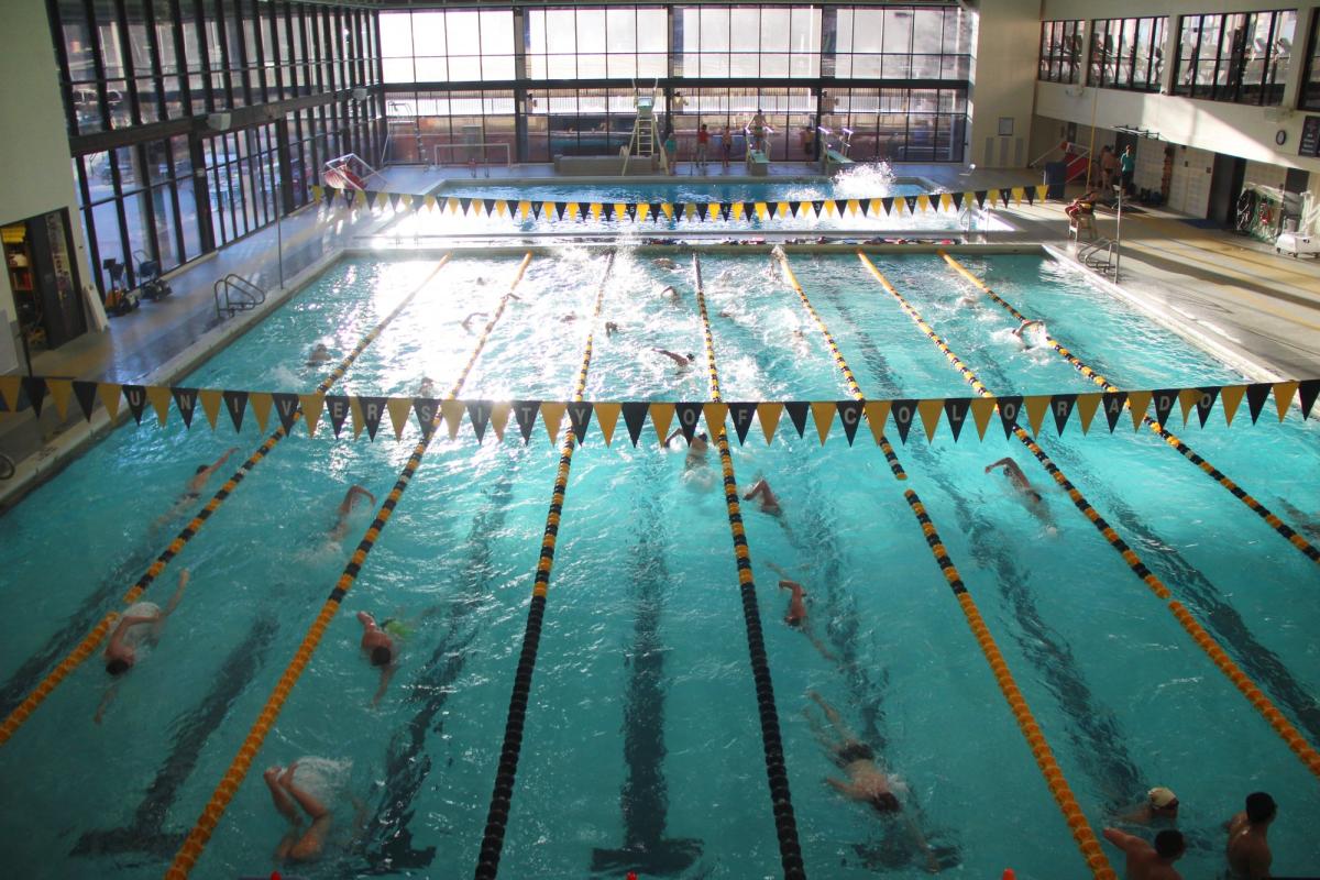 indoor pool with students lap swimming
