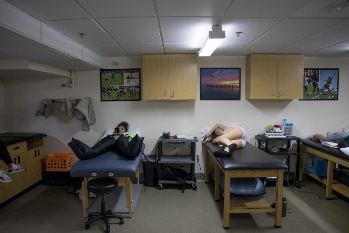 students getting injury care