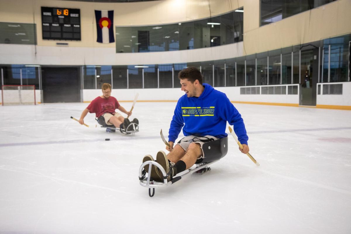 students in ice sleds