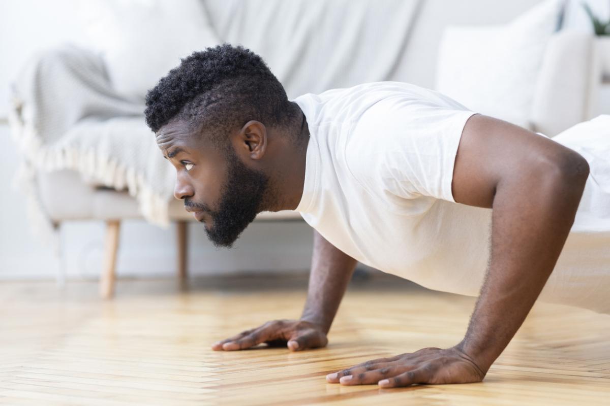 lone man doing pushups