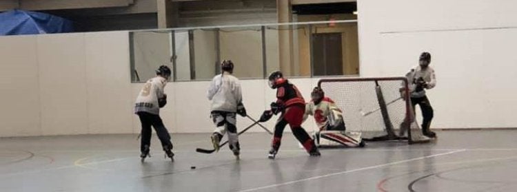 roller hockey being played