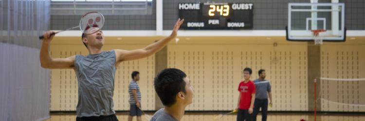 Students playing badminton