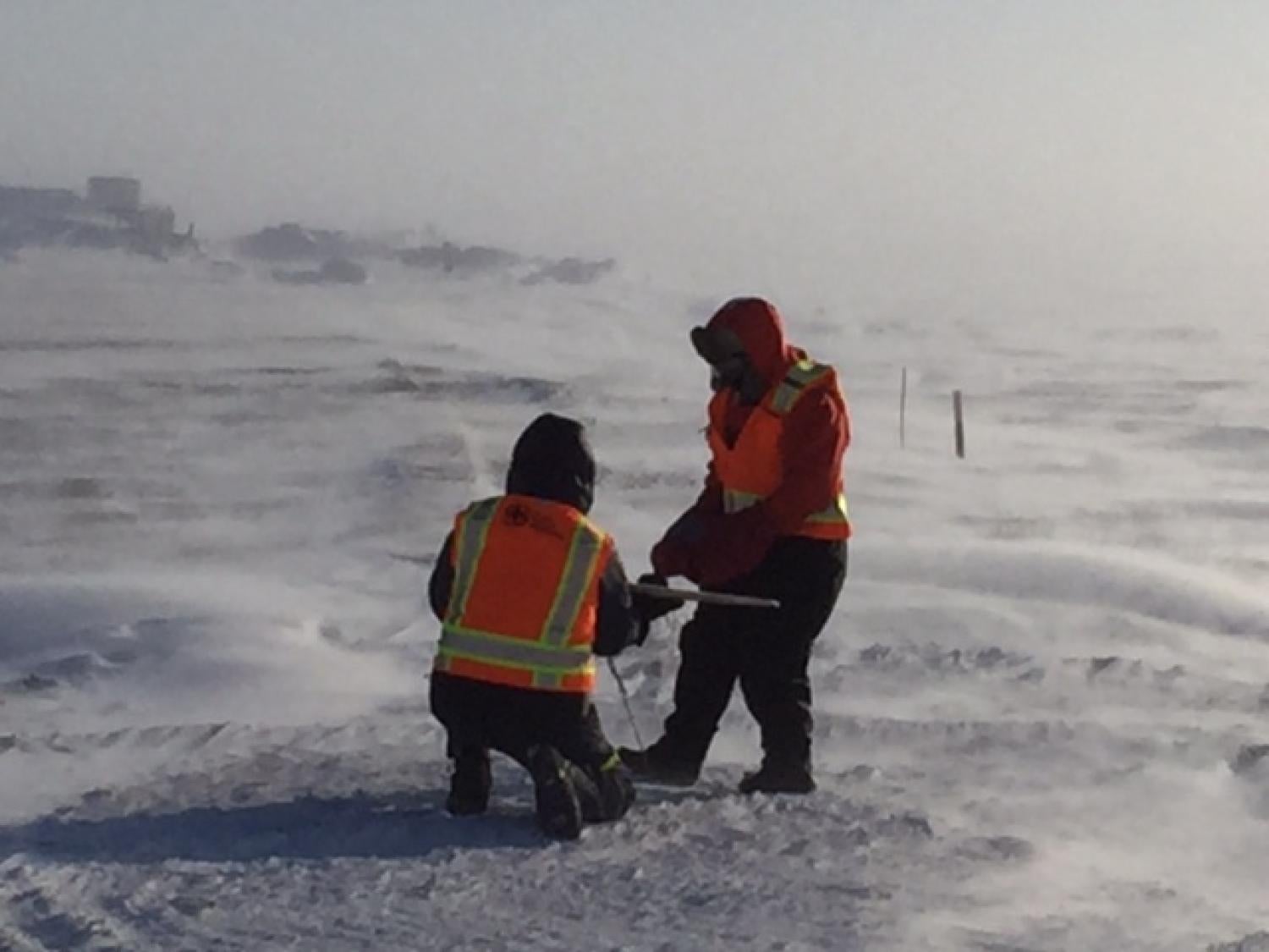 Preparing to launch a Data Hawk in the arctic
