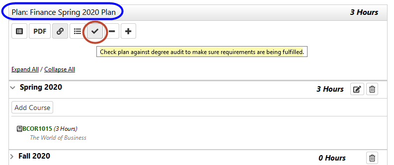 Check plan against degree audit