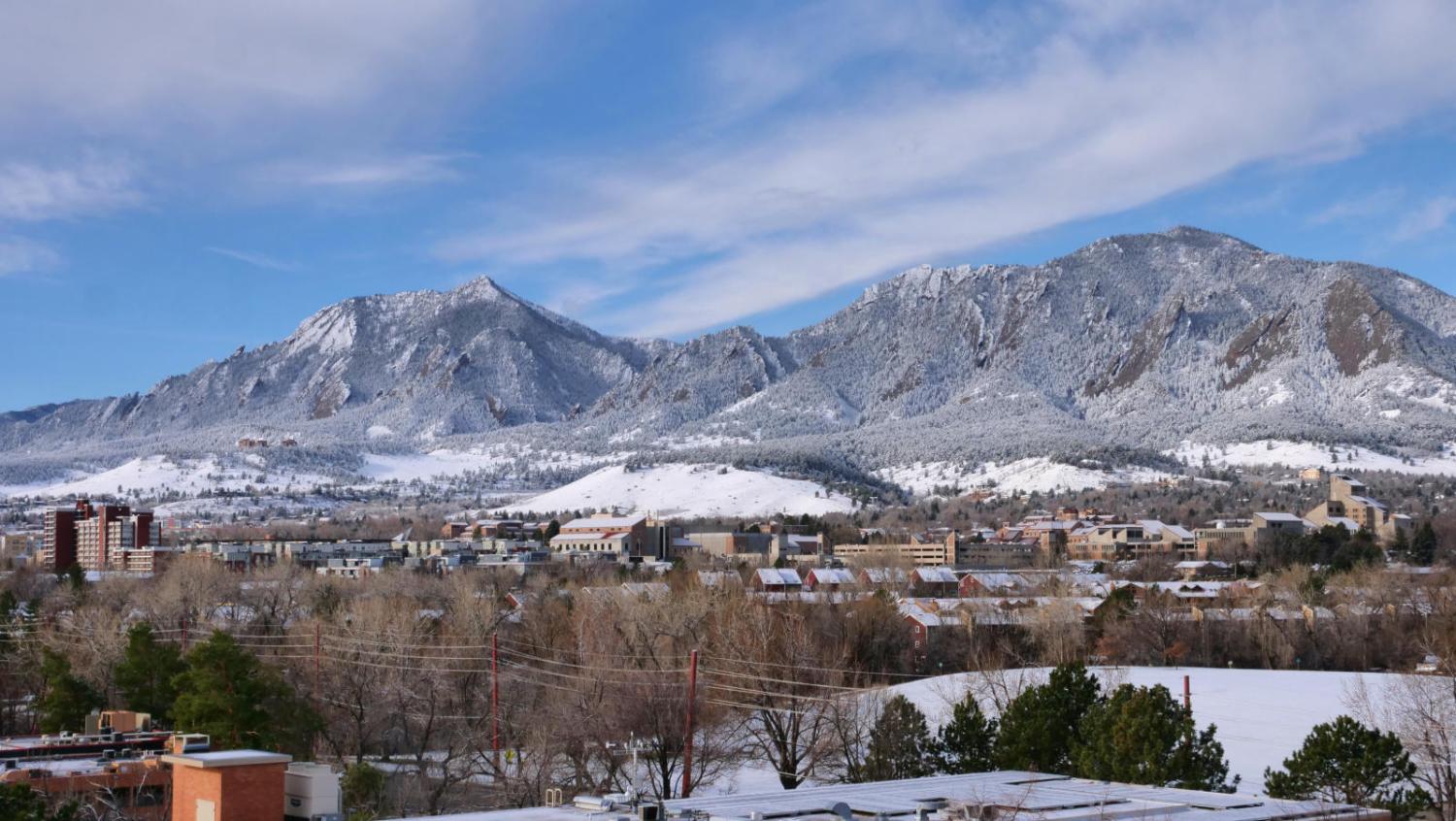 morning snow boulder