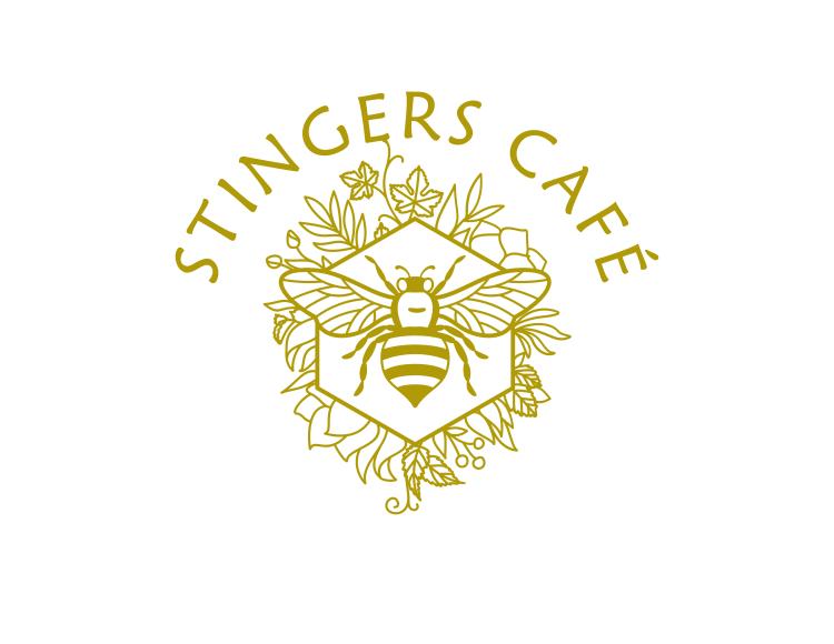 picture of Stingers Cafe logo (bee with flower design)