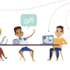 Kids on computer graphic