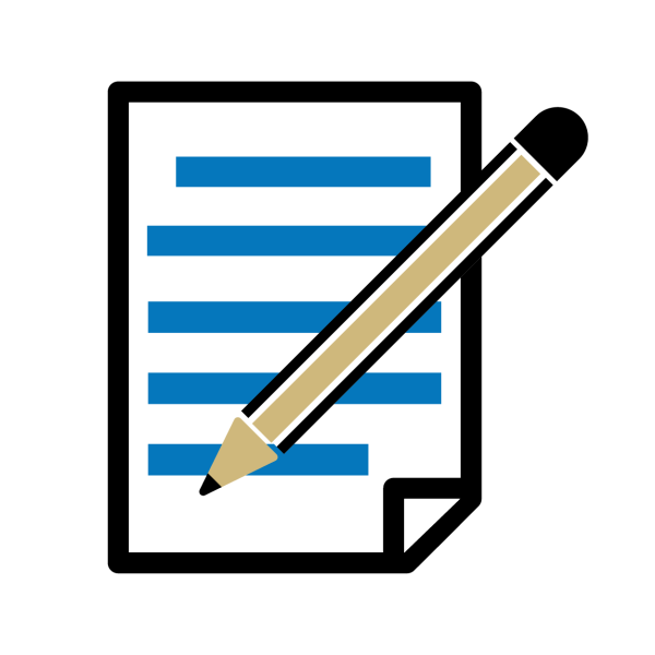 Vectorized icon of a paper and pencil