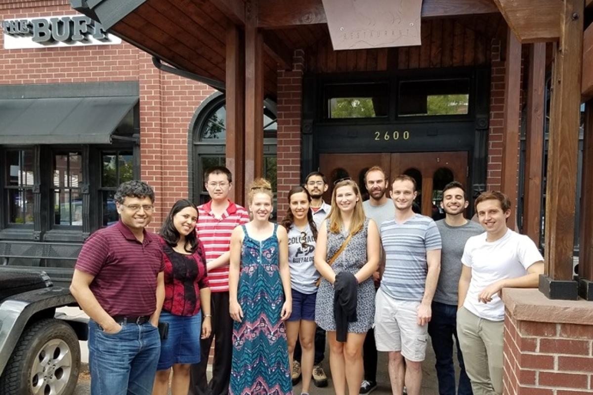 Colleen's farewell lunch picture in front of the restaurant