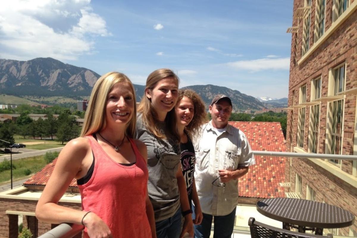 On the Biotech building balcony