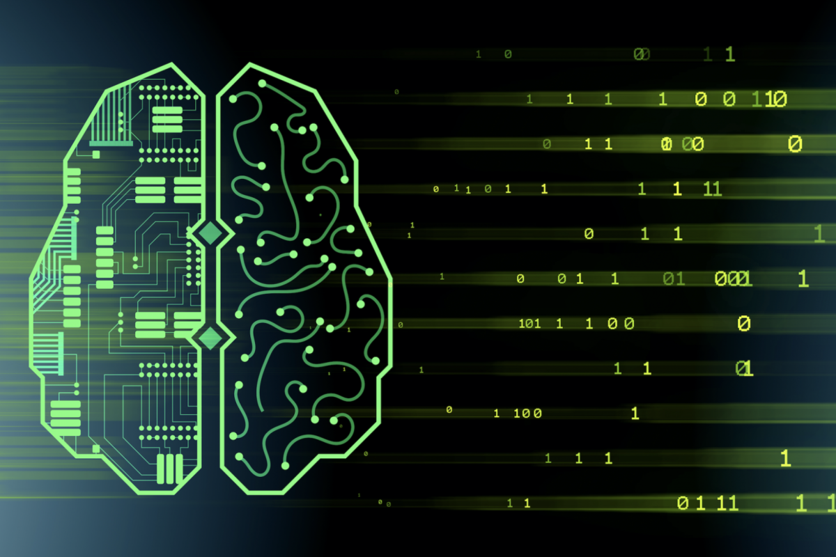 head with computer data