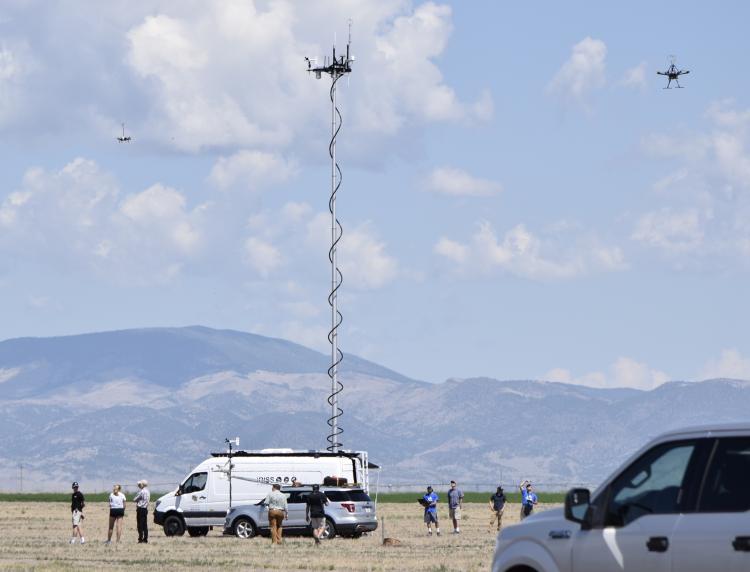 MURC sprinter van with multiple UAS flying and weather station