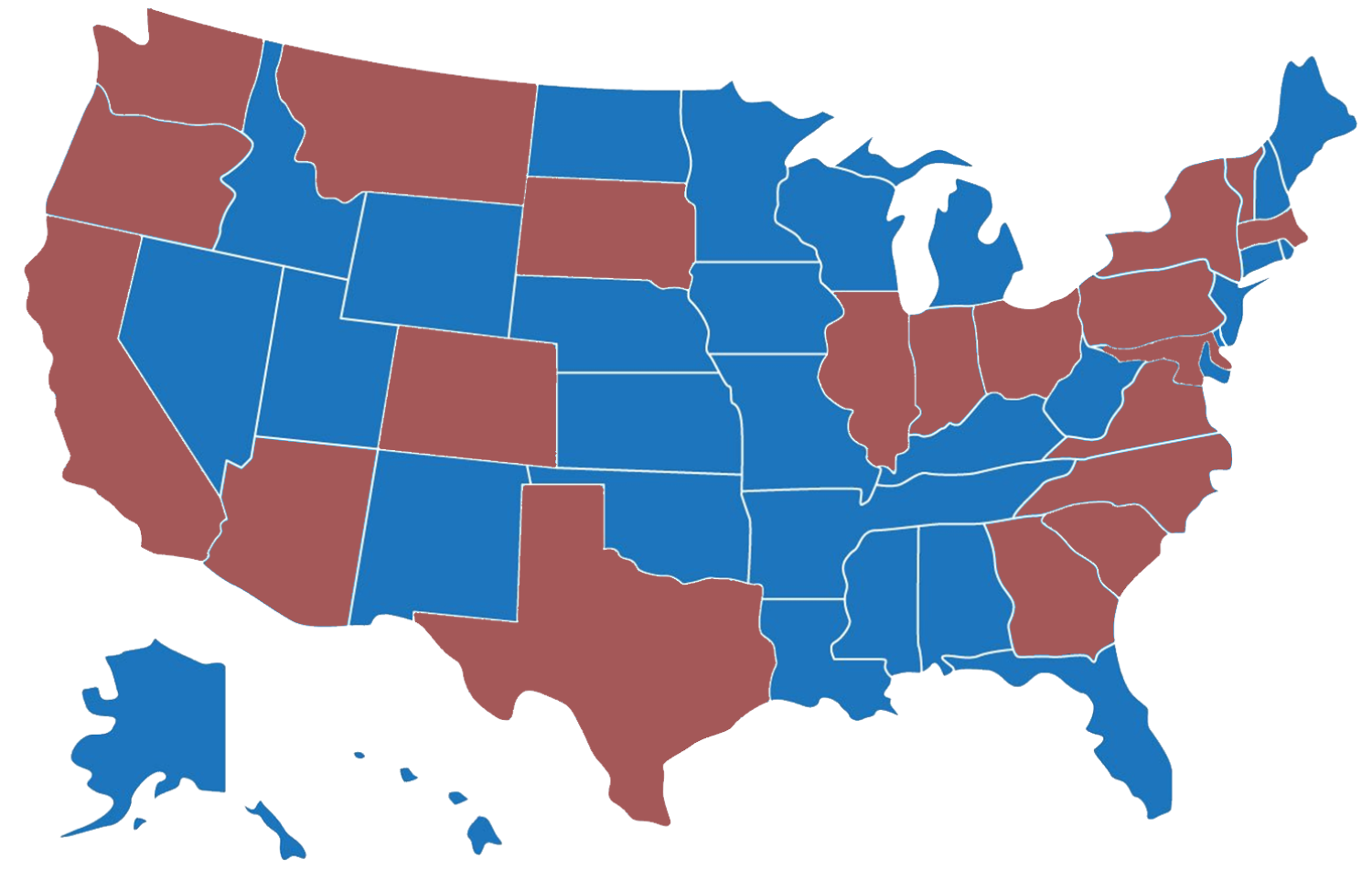 a map of the states where attendees for QEPS are from