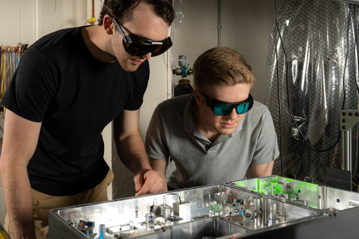 Researchers in a CU Boulder quantum engineering lab
