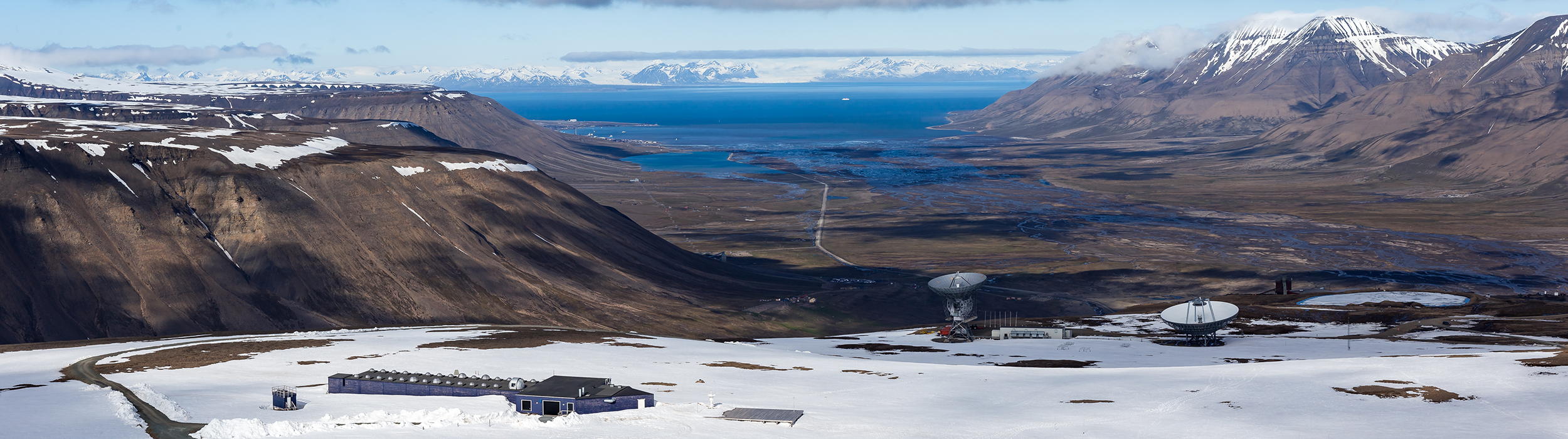 An arctic research station seen from above