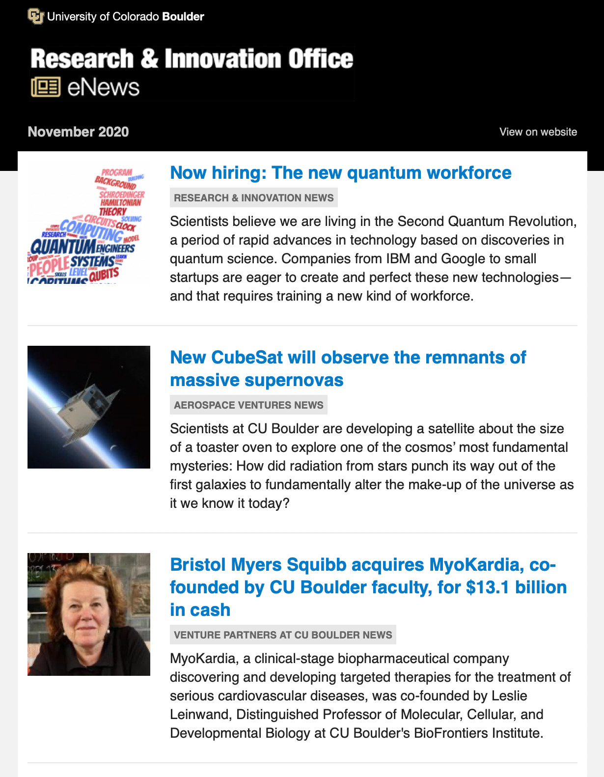 eNews example (screenshot)