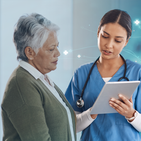 A doctor shares treatment information with a patient