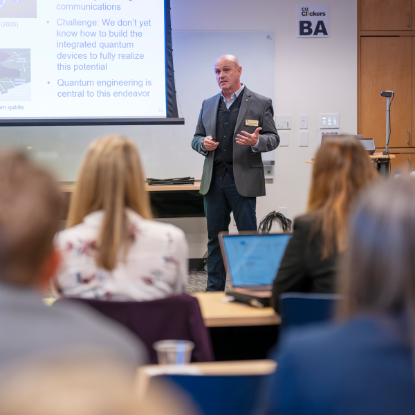 Massimo Ruzzene presents at an Engineering Advisory Council meeting