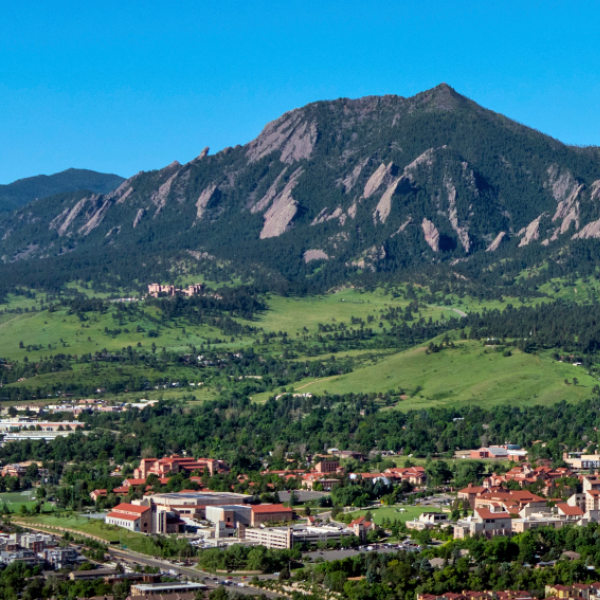 Aerial view of CU Boulder campus
