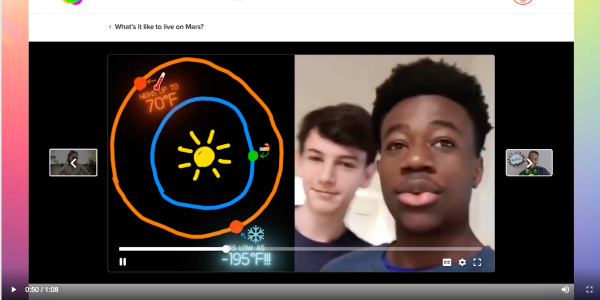 Screen shot of two boys making a video on Flipgrid.